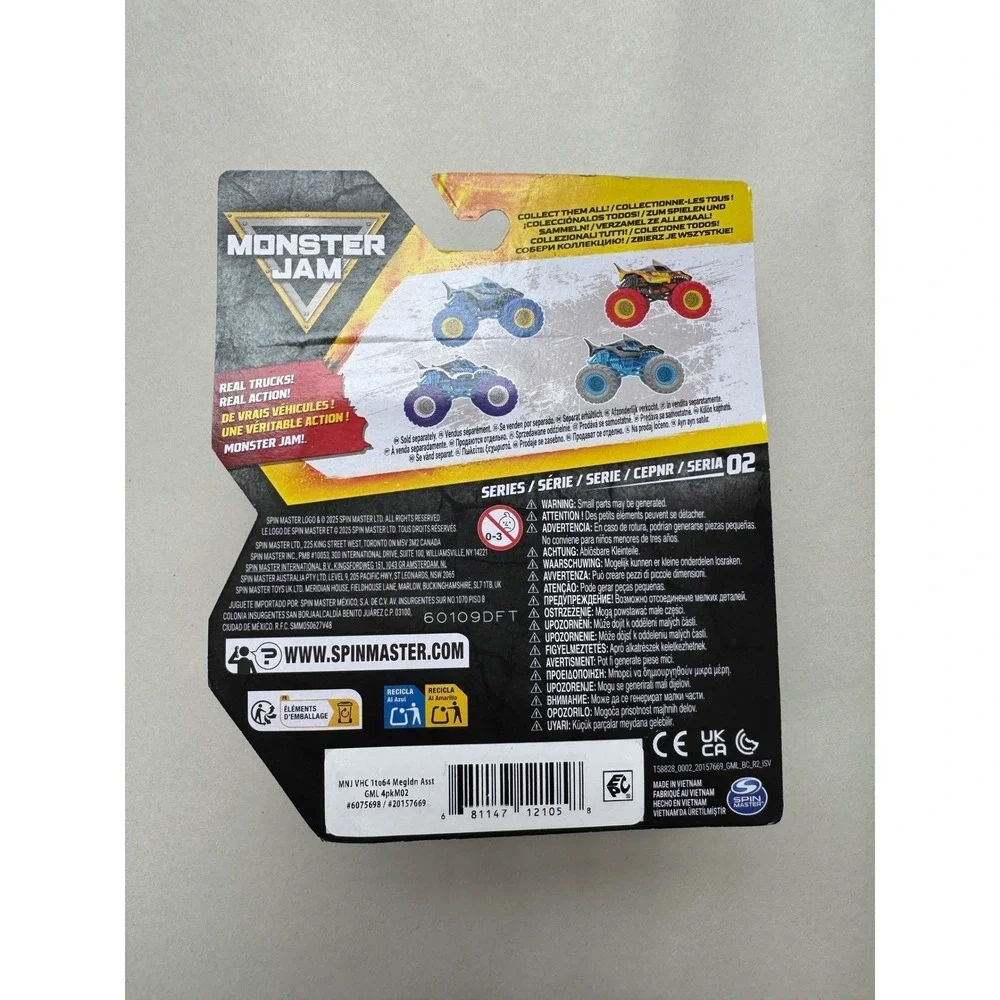 Monster Jam Megalodon Monster Truck 1:64 Scale Series 02 Blue Purple BKT Tires